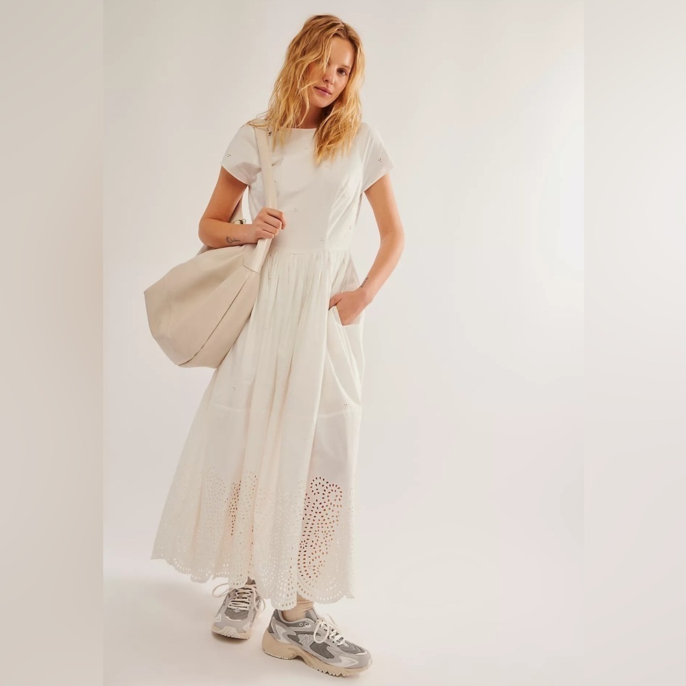Free People Laine Midi Dress Ivory NWOT Size XS - Picture 2 of 14